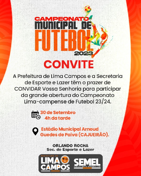 CONVITE: CAMPEONATO MUNICIPAL DE FUTEBOL 2023
